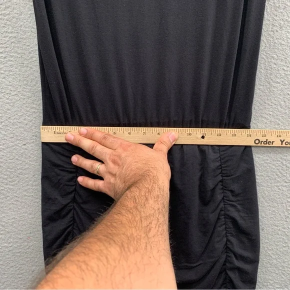 Athleta Westwood Bodycon Dress Black Tiered Waist Ruched Soft Stretch Size XS - Picture 12 of 16